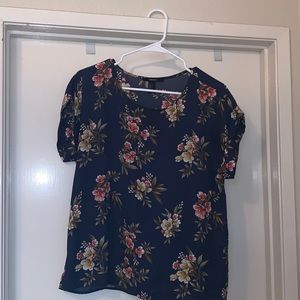 Flower Short Sleeve Blouse